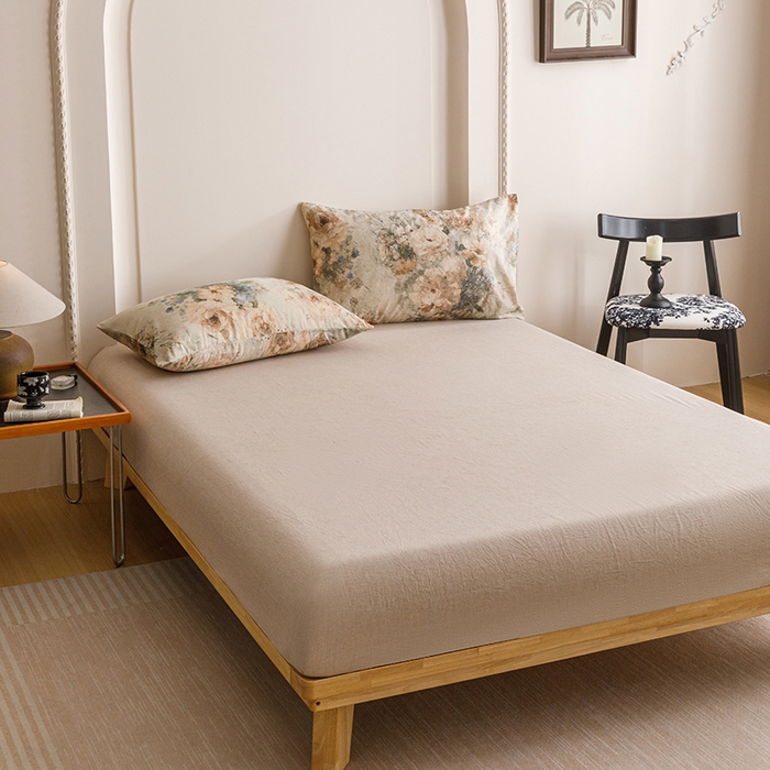 91家纺网 家纺一手货源 找家纺 爱思佳 2025新款棉麻数码印花四件套 复古花语-绿