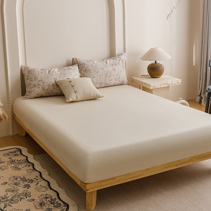 91家纺网 家纺一手货源 找家纺 爱思佳 2025新款棉麻数码印花四件套 花蝶-紫