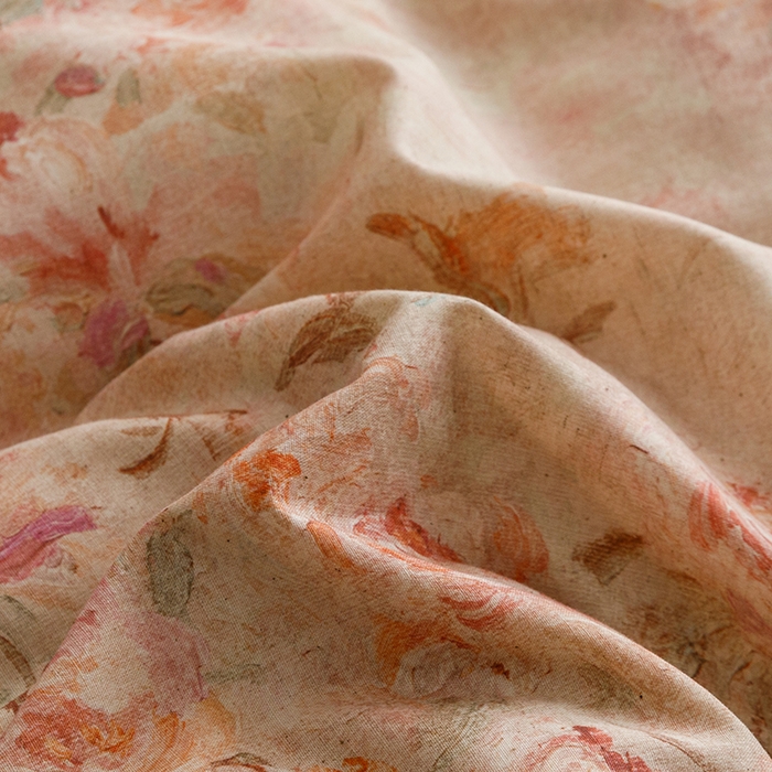 91家纺网 家纺一手货源 找家纺 爱思佳 2025新款棉麻数码印花四件套 花影柔