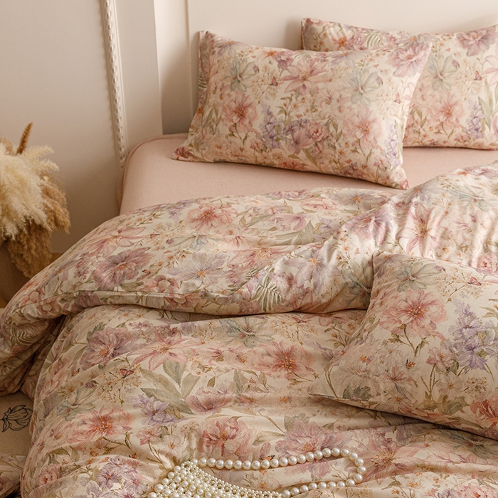 91家纺网 家纺一手货源 找家纺 爱思佳 2025新款棉麻数码印花四件套 幻彩