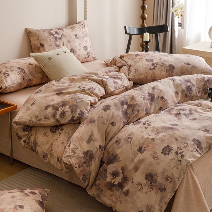 爱思佳 2025新款棉麻数码印花四件套 暮雅花