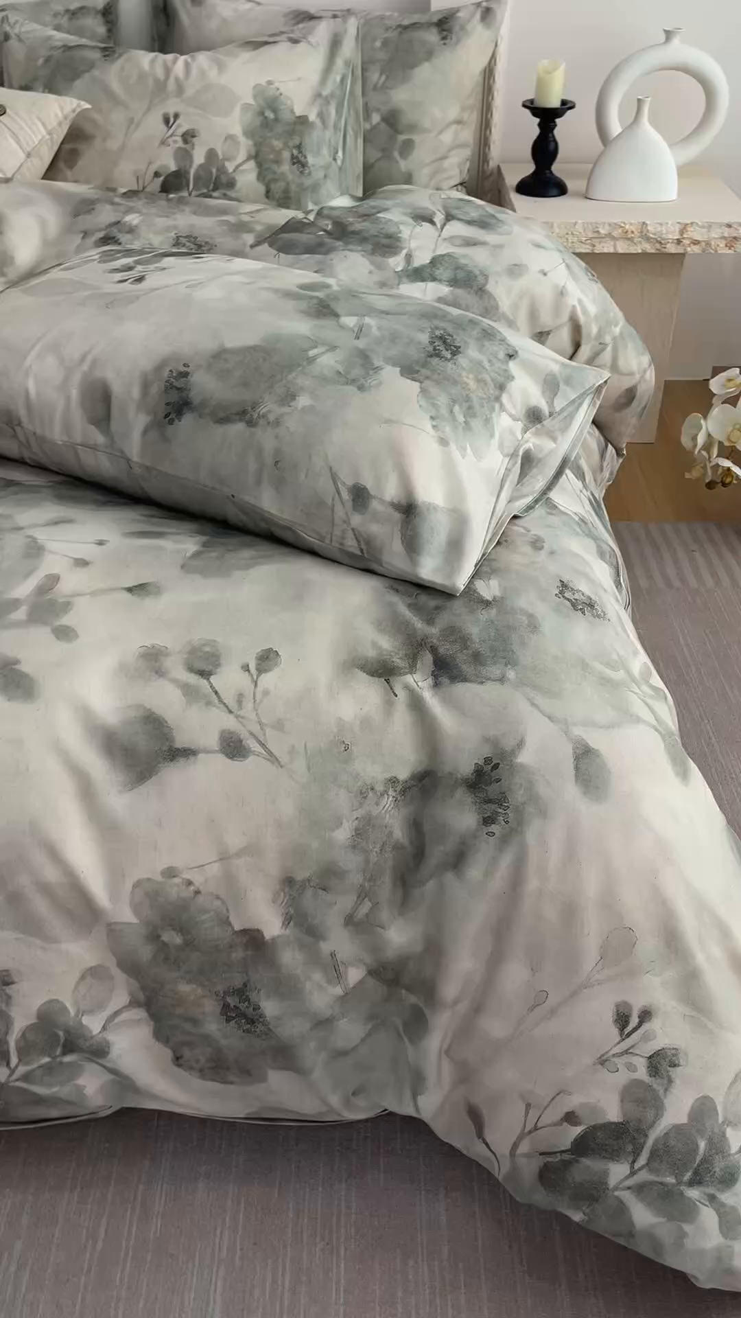 91家纺网 家纺一手货源 找家纺 爱思佳 2025新款棉麻数码印花四件套 素潇-绿