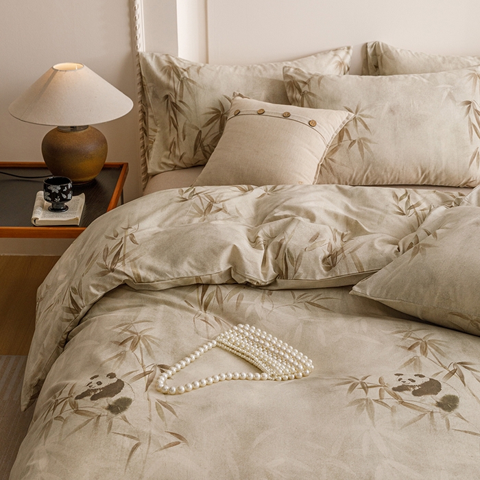 91家纺网 家纺一手货源 找家纺 爱思佳 2025新款棉麻数码印花四件套 顽趣