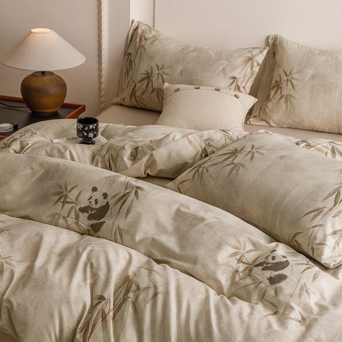 91家纺网 家纺一手货源 找家纺 爱思佳 2025新款棉麻数码印花四件套 顽趣