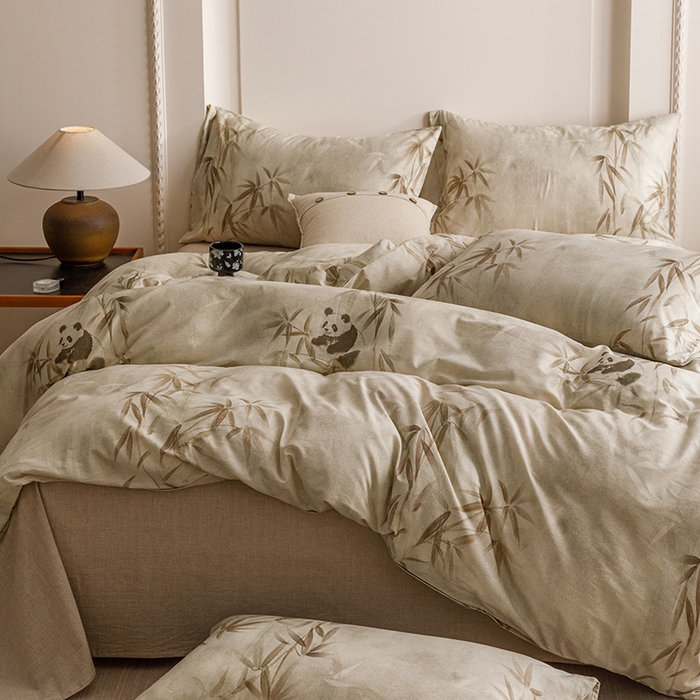 91家纺网 家纺一手货源 找家纺 爱思佳 2025新款棉麻数码印花四件套 顽趣