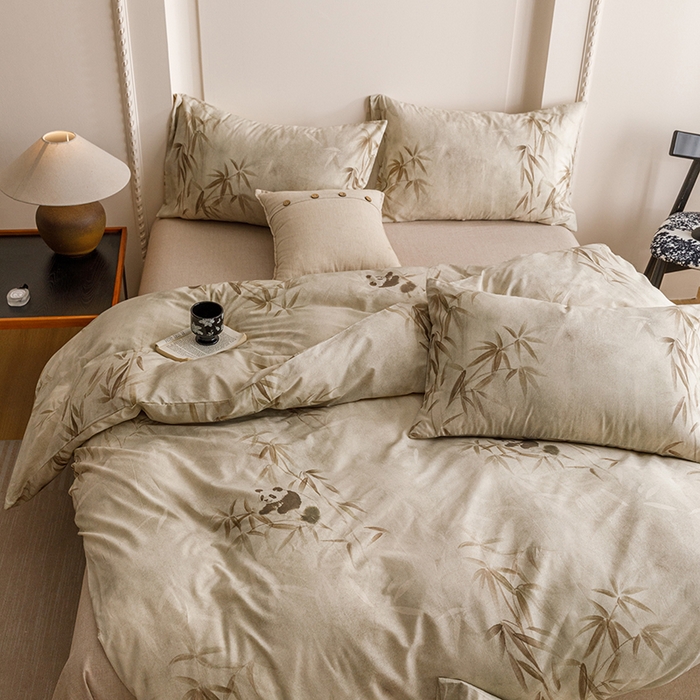 91家纺网 家纺一手货源 找家纺 爱思佳 2025新款棉麻数码印花四件套 顽趣