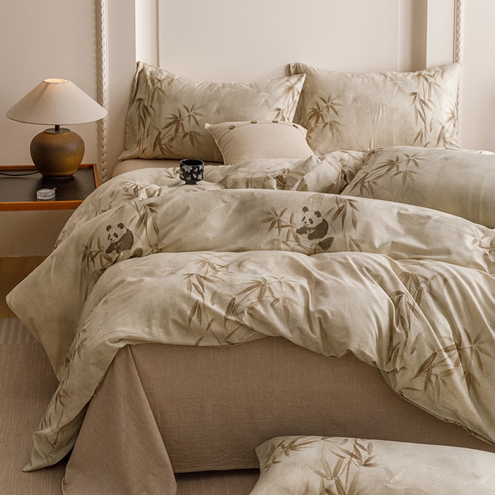 91家纺网 家纺一手货源 找家纺 爱思佳 2025新款棉麻数码印花四件套 顽趣