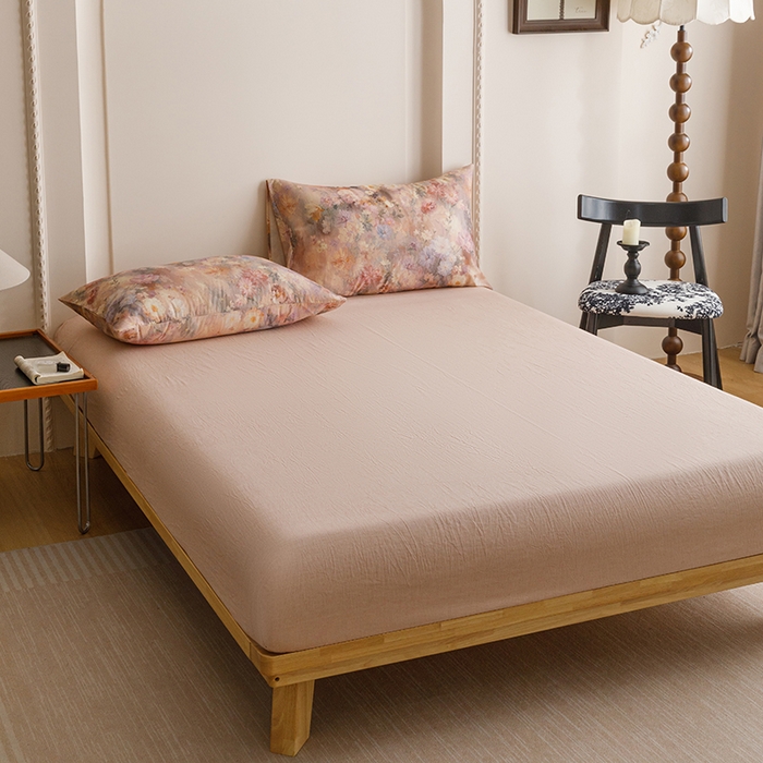 91家纺网 家纺一手货源 找家纺 爱思佳 2025新款棉麻数码印花四件套 雅菲韵-粉