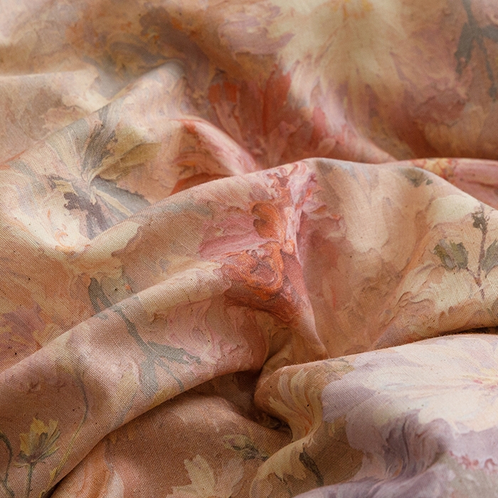 91家纺网 家纺一手货源 找家纺 爱思佳 2025新款棉麻数码印花四件套 雅菲韵-粉