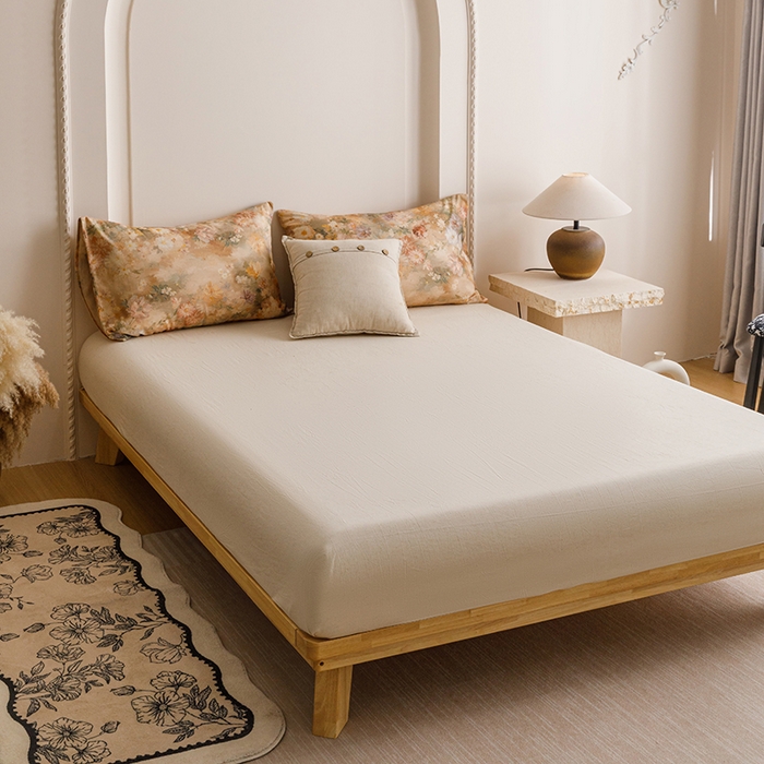 91家纺网 家纺一手货源 找家纺 爱思佳 2025新款棉麻数码印花四件套 雅菲韵-咖