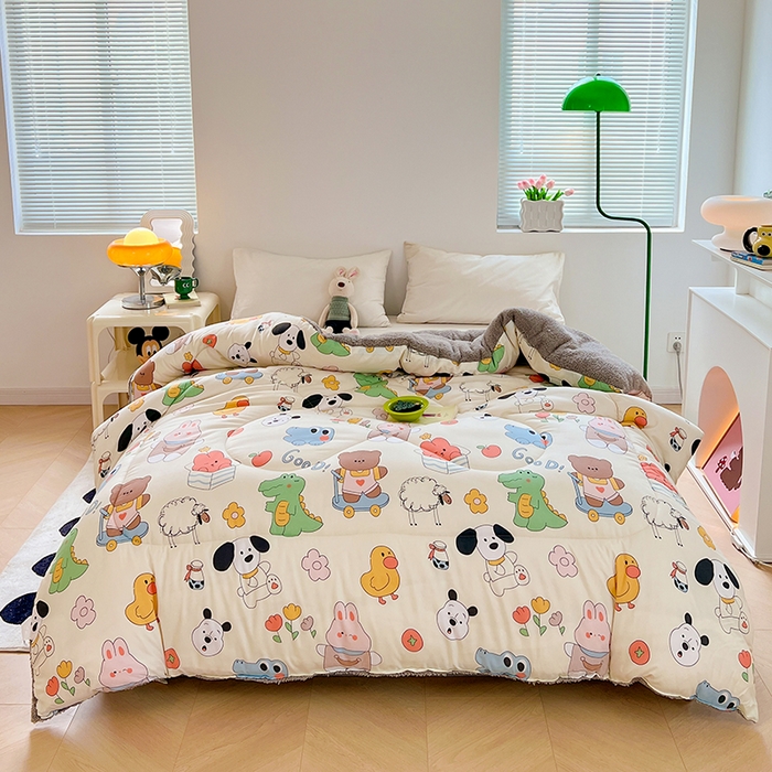 91家纺网 家纺一手货源 找家纺 （总）VIP被业 2025新款羊羔绒印花冬被保暖被芯直播爆款纤维被子被芯