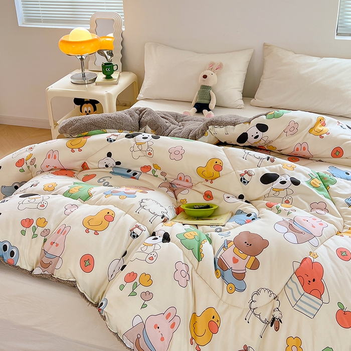 91家纺网 家纺一手货源 找家纺 （总）VIP被业 2025新款羊羔绒印花冬被保暖被芯直播爆款纤维被子被芯