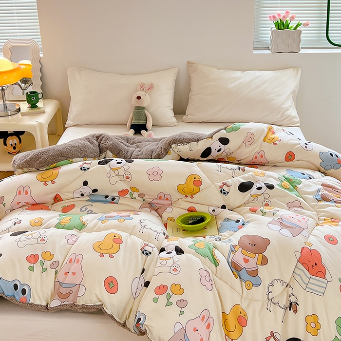 91家纺网 家纺一手货源 找家纺 （总）VIP被业 2025新款羊羔绒印花冬被保暖被芯直播爆款纤维被子被芯