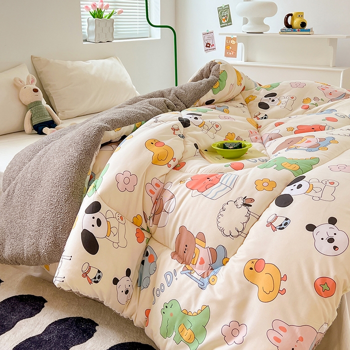 91家纺网 家纺一手货源 找家纺 （总）VIP被业 2025新款羊羔绒印花冬被保暖被芯直播爆款纤维被子被芯