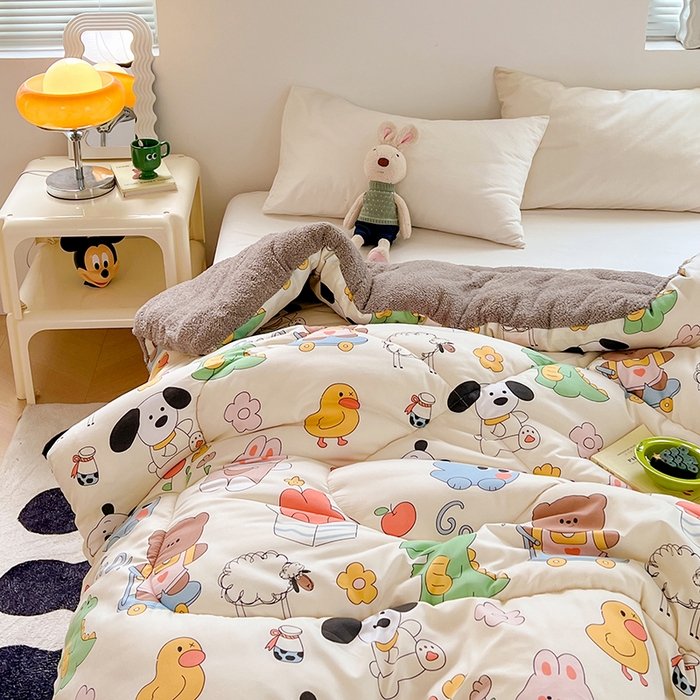 91家纺网 家纺一手货源 找家纺 （总）VIP被业 2025新款羊羔绒印花冬被保暖被芯直播爆款纤维被子被芯