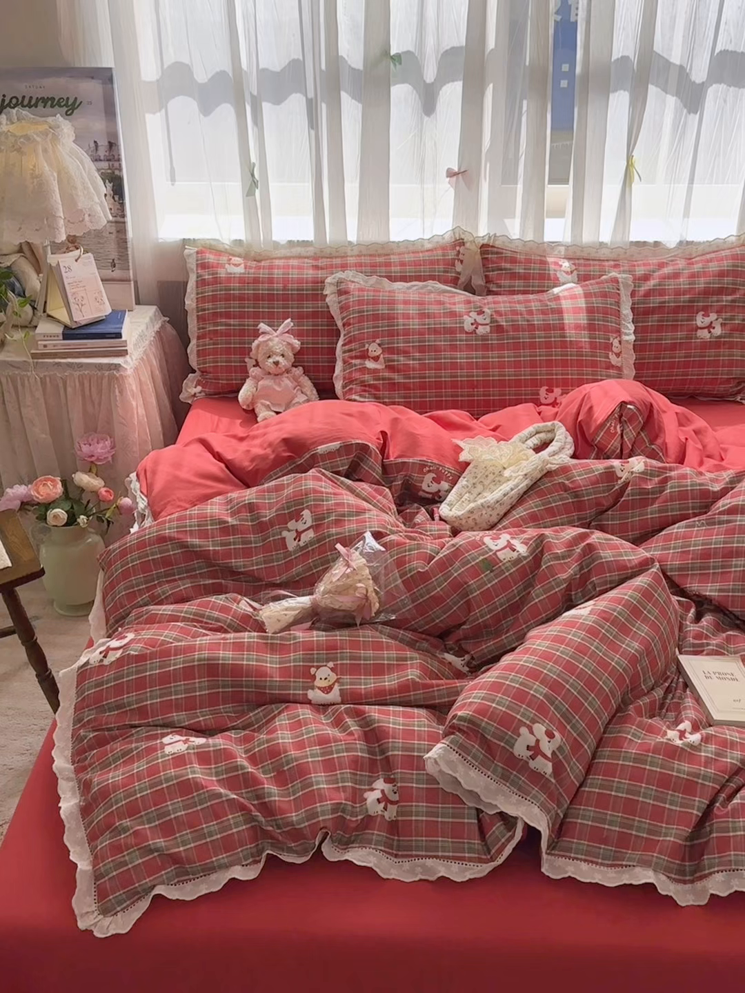 91家纺网 家纺一手货源 找家纺 （总）女子家纺 2025新款全棉纯棉磨毛蕾丝花边四件套