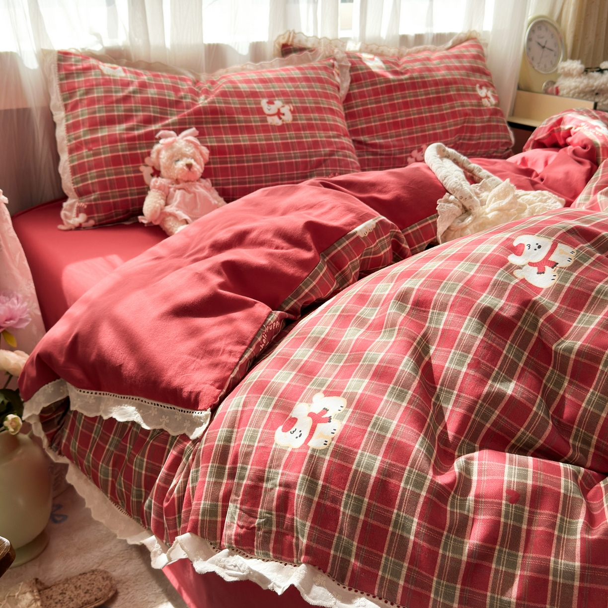 91家纺网 家纺一手货源 找家纺 （总）女子家纺 2025新款全棉纯棉磨毛蕾丝花边四件套