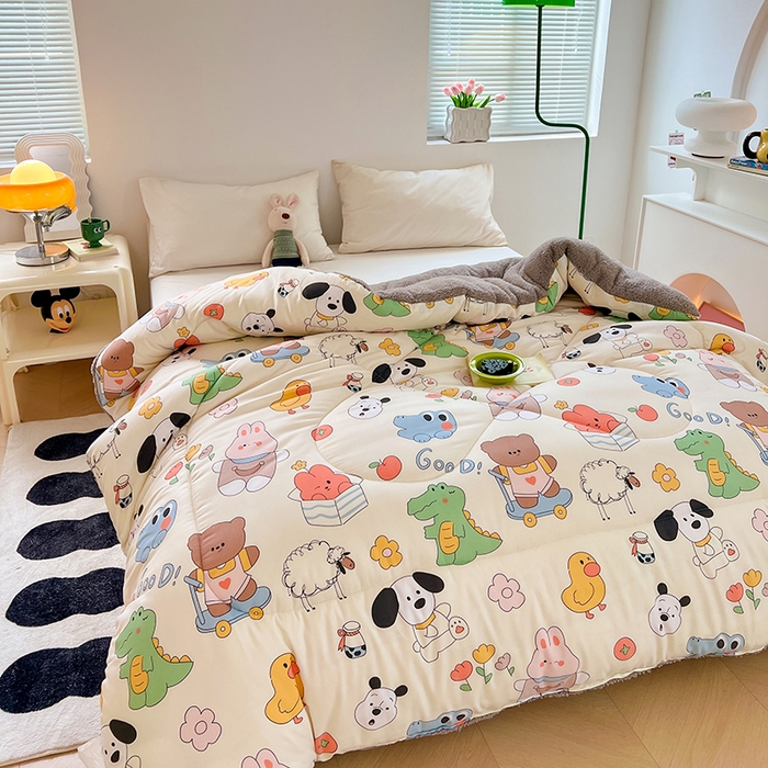 91家纺网 家纺一手货源 找家纺 VIP被业 2025新款羊羔绒印花冬被保暖被芯直播爆款纤维被子被芯 童年