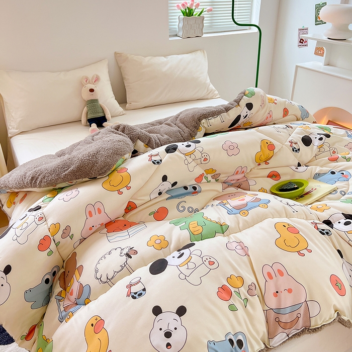 91家纺网 家纺一手货源 找家纺 VIP被业 2025新款羊羔绒印花冬被保暖被芯直播爆款纤维被子被芯 童年