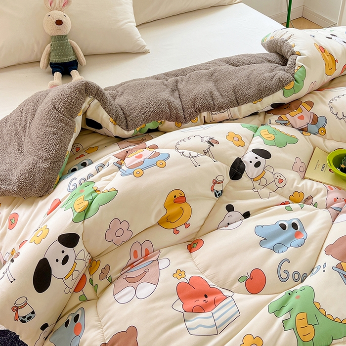 91家纺网 家纺一手货源 找家纺 VIP被业 2025新款羊羔绒印花冬被保暖被芯直播爆款纤维被子被芯 童年