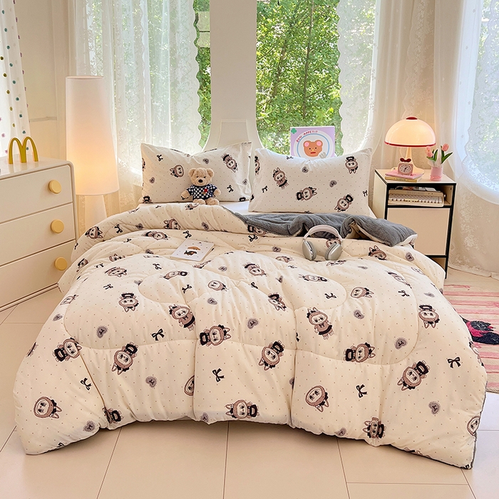 91家纺网 家纺一手货源 找家纺 VIP被业 2025新款羊羔绒印花冬被保暖被芯直播爆款纤维被子被芯 拉布布