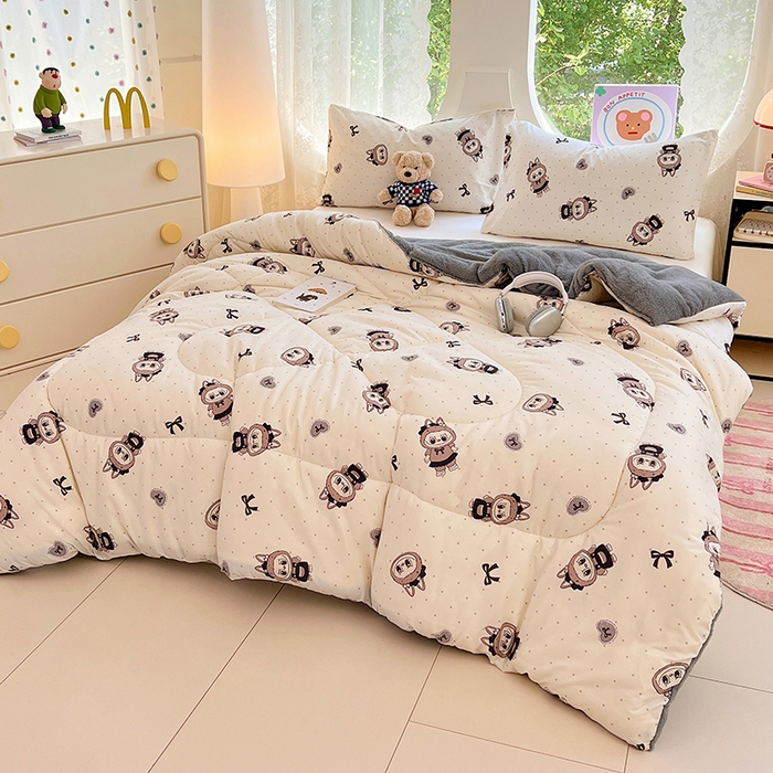 91家纺网 家纺一手货源 找家纺 VIP被业 2025新款羊羔绒印花冬被保暖被芯直播爆款纤维被子被芯 拉布布