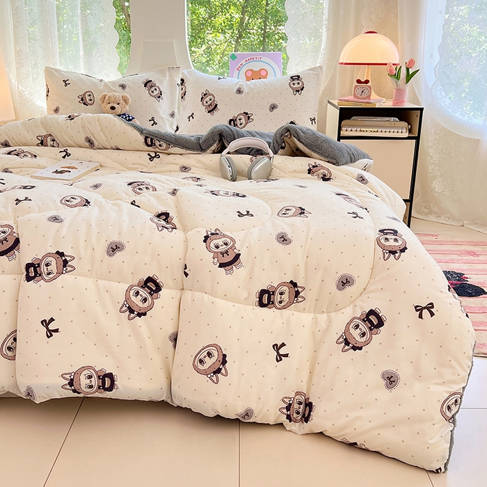 91家纺网 家纺一手货源 找家纺 VIP被业 2025新款羊羔绒印花冬被保暖被芯直播爆款纤维被子被芯 拉布布