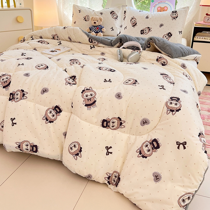 91家纺网 家纺一手货源 找家纺 VIP被业 2025新款羊羔绒印花冬被保暖被芯直播爆款纤维被子被芯 拉布布