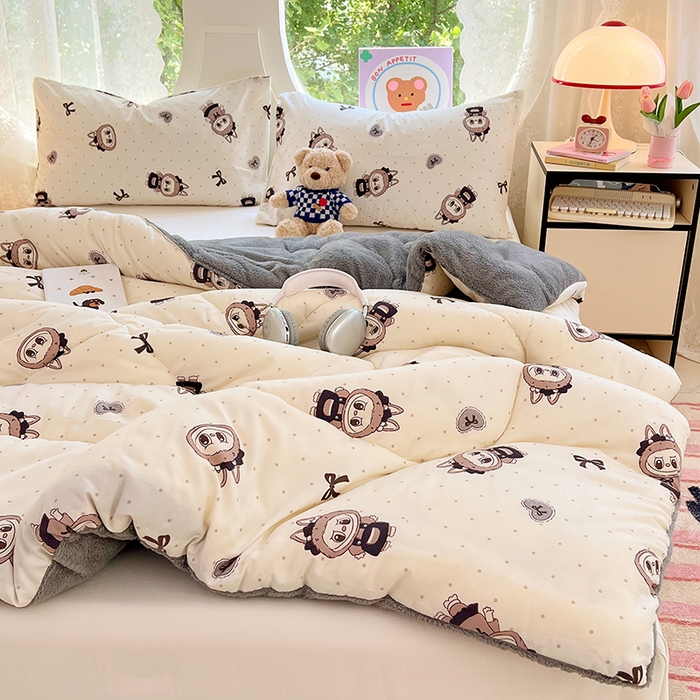 91家纺网 家纺一手货源 找家纺 VIP被业 2025新款羊羔绒印花冬被保暖被芯直播爆款纤维被子被芯 拉布布