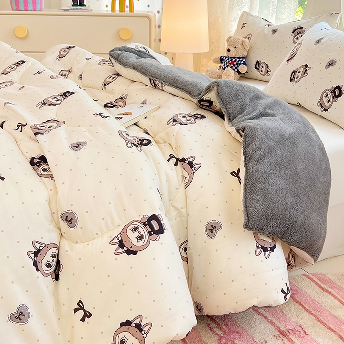 91家纺网 家纺一手货源 找家纺 VIP被业 2025新款羊羔绒印花冬被保暖被芯直播爆款纤维被子被芯 拉布布