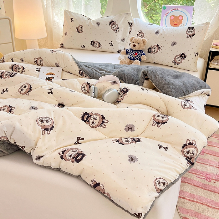 91家纺网 家纺一手货源 找家纺 VIP被业 2025新款羊羔绒印花冬被保暖被芯直播爆款纤维被子被芯 拉布布