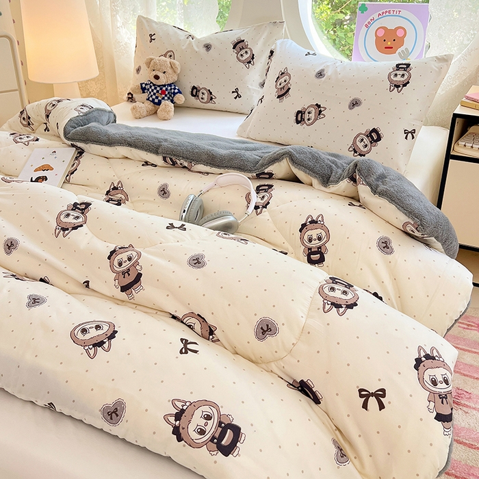 91家纺网 家纺一手货源 找家纺 VIP被业 2025新款羊羔绒印花冬被保暖被芯直播爆款纤维被子被芯 拉布布