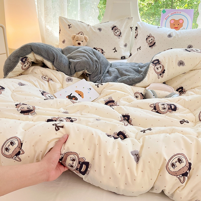 91家纺网 家纺一手货源 找家纺 VIP被业 2025新款羊羔绒印花冬被保暖被芯直播爆款纤维被子被芯 拉布布