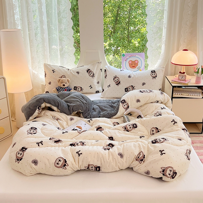 91家纺网 家纺一手货源 找家纺 VIP被业 2025新款羊羔绒印花冬被保暖被芯直播爆款纤维被子被芯 拉布布