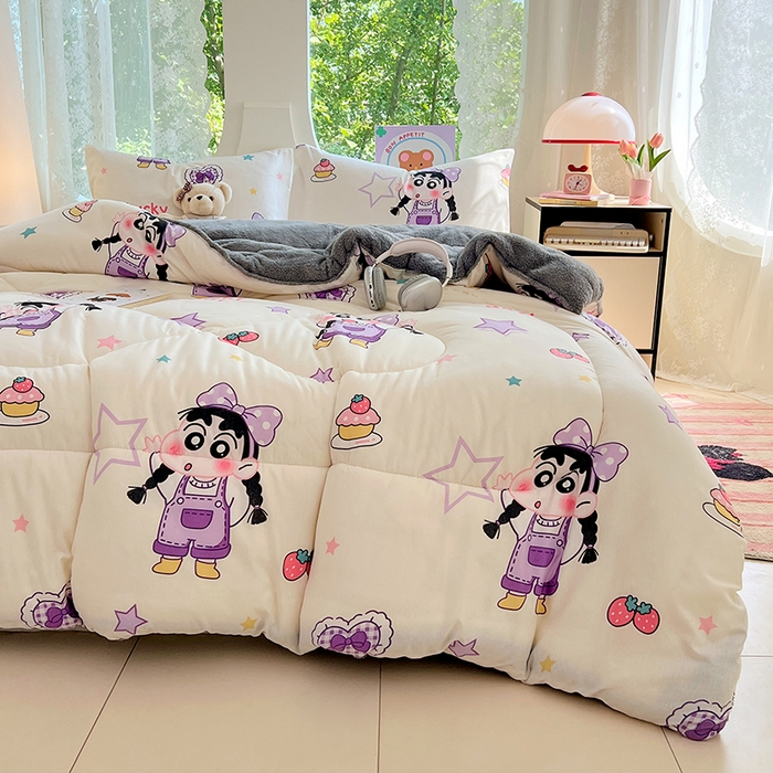 91家纺网 家纺一手货源 找家纺 VIP被业 2025新款羊羔绒印花冬被保暖被芯直播爆款纤维被子被芯 蜡笔没点新