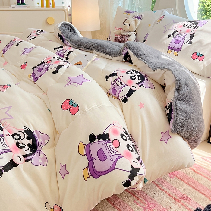 91家纺网 家纺一手货源 找家纺 VIP被业 2025新款羊羔绒印花冬被保暖被芯直播爆款纤维被子被芯 蜡笔没点新