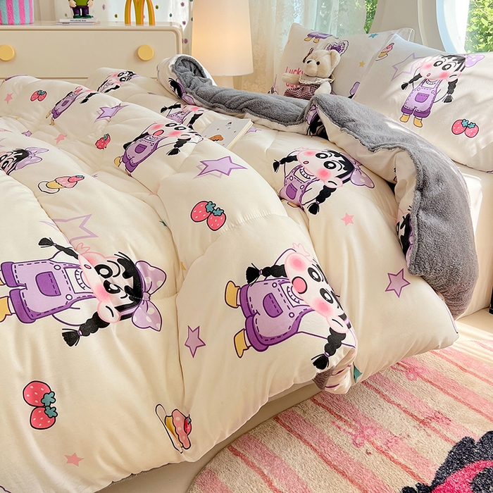 91家纺网 家纺一手货源 找家纺 VIP被业 2025新款羊羔绒印花冬被保暖被芯直播爆款纤维被子被芯 蜡笔没点新