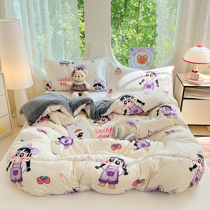 91家纺网 家纺一手货源 找家纺 VIP被业 2025新款羊羔绒印花冬被保暖被芯直播爆款纤维被子被芯 蜡笔没点新