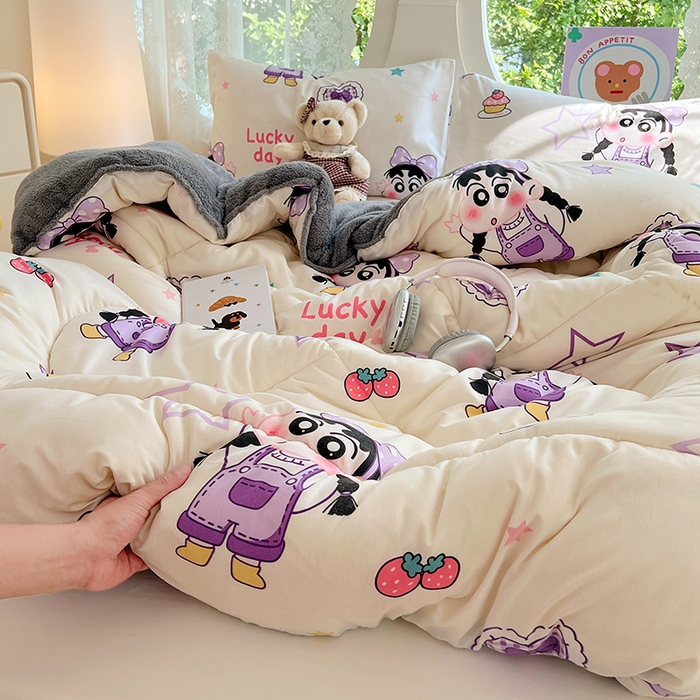 91家纺网 家纺一手货源 找家纺 VIP被业 2025新款羊羔绒印花冬被保暖被芯直播爆款纤维被子被芯 蜡笔没点新