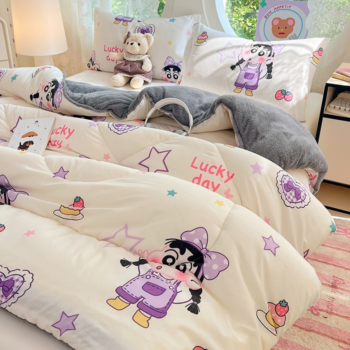 91家纺网 家纺一手货源 找家纺 VIP被业 2025新款羊羔绒印花冬被保暖被芯直播爆款纤维被子被芯 蜡笔没点新