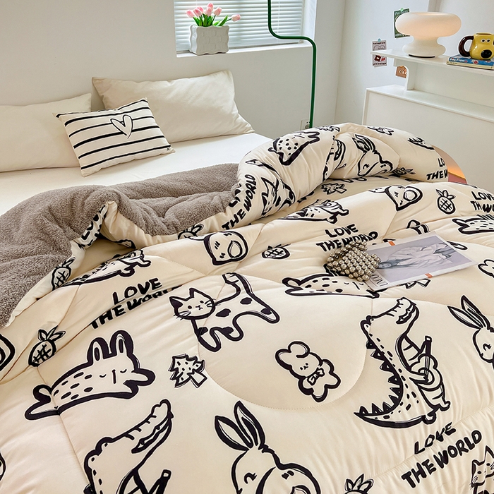 91家纺网 家纺一手货源 找家纺 VIP被业 2025新款羊羔绒印花冬被保暖被芯直播爆款纤维被子被芯 萌宠