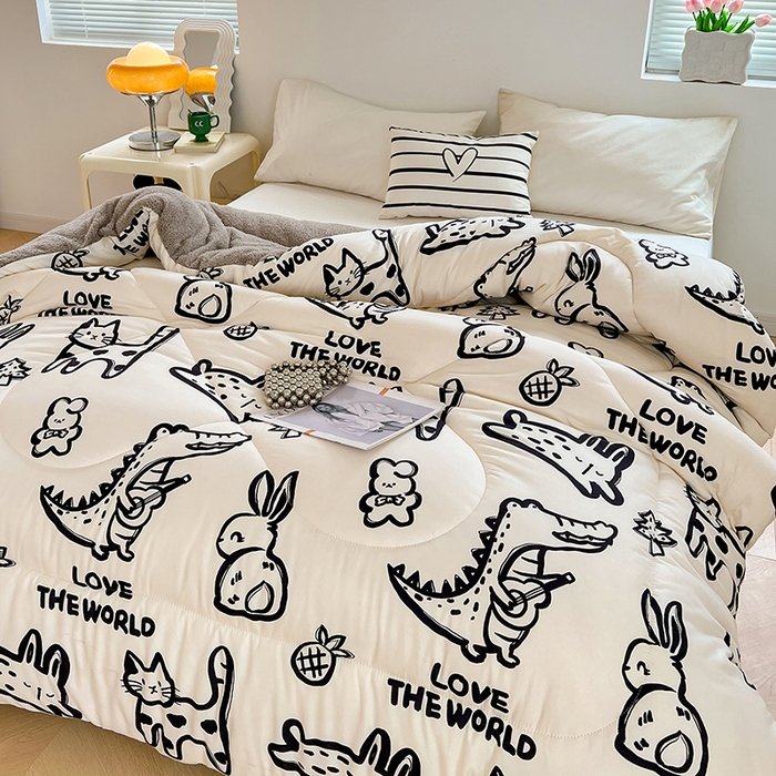 91家纺网 家纺一手货源 找家纺 VIP被业 2025新款羊羔绒印花冬被保暖被芯直播爆款纤维被子被芯 萌宠