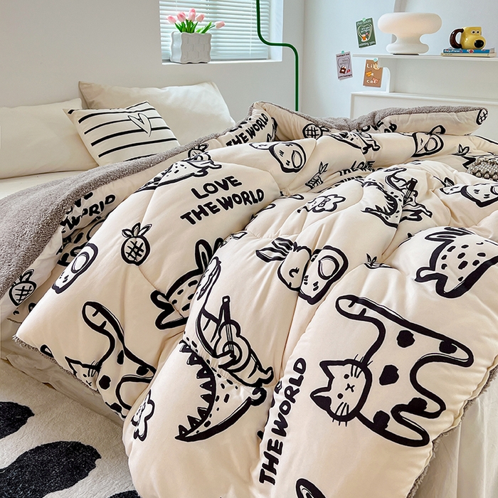 91家纺网 家纺一手货源 找家纺 VIP被业 2025新款羊羔绒印花冬被保暖被芯直播爆款纤维被子被芯 萌宠