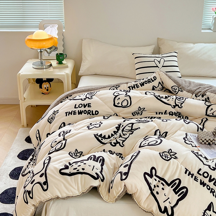 91家纺网 家纺一手货源 找家纺 VIP被业 2025新款羊羔绒印花冬被保暖被芯直播爆款纤维被子被芯 萌宠