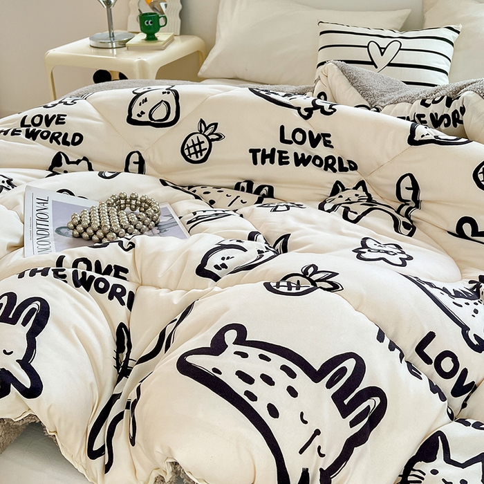 91家纺网 家纺一手货源 找家纺 VIP被业 2025新款羊羔绒印花冬被保暖被芯直播爆款纤维被子被芯 萌宠