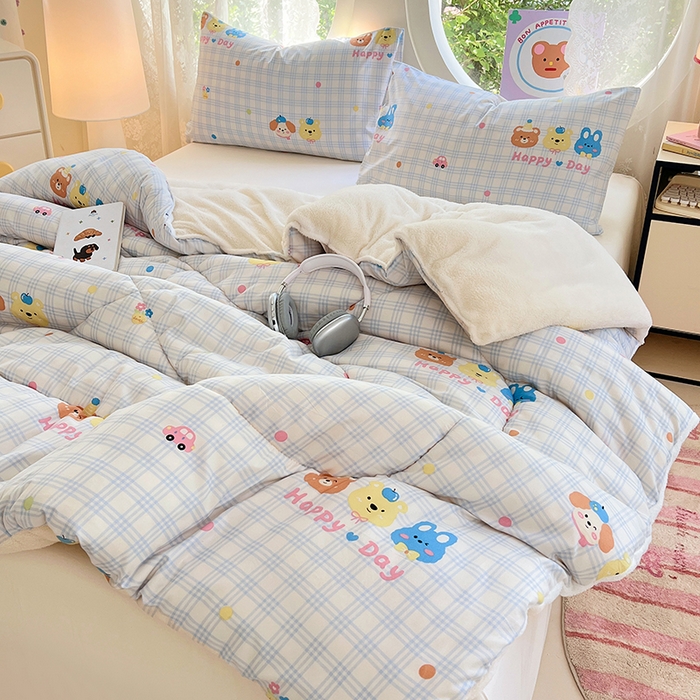 91家纺网 家纺一手货源 找家纺 VIP被业 2025新款羊羔绒印花冬被保暖被芯直播爆款纤维被子被芯 萌趣伙伴