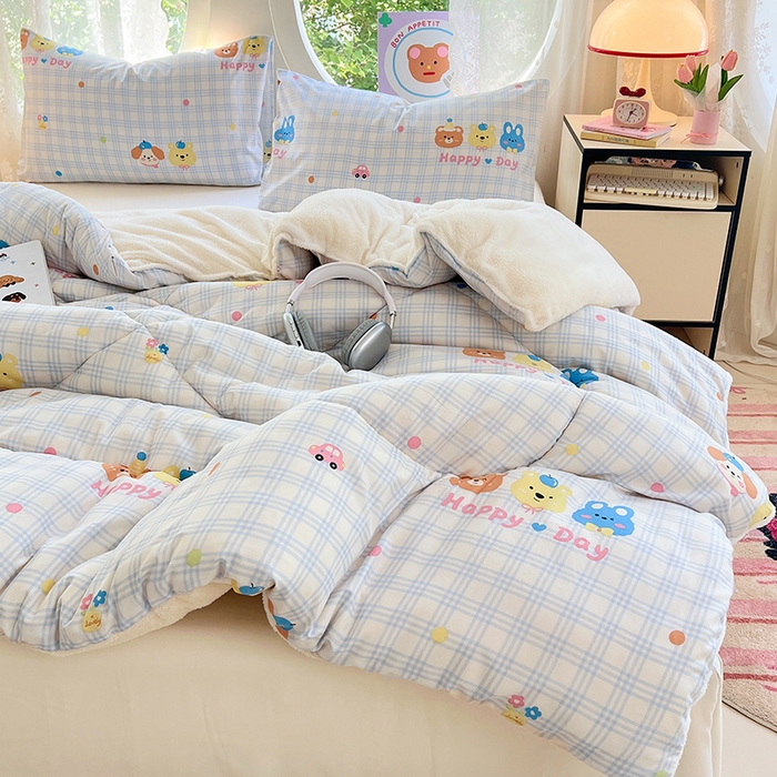 91家纺网 家纺一手货源 找家纺 VIP被业 2025新款羊羔绒印花冬被保暖被芯直播爆款纤维被子被芯 萌趣伙伴