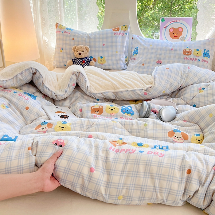 91家纺网 家纺一手货源 找家纺 VIP被业 2025新款羊羔绒印花冬被保暖被芯直播爆款纤维被子被芯 萌趣伙伴