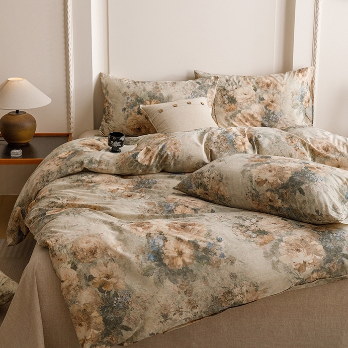 91家纺网 家纺一手货源 找家纺 （总）爱思佳 2025新款棉麻数码印花四件套