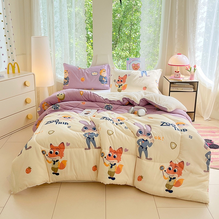 91家纺网 家纺一手货源 找家纺 VIP被业 2025新款羊羔绒印花冬被保暖被芯直播爆款纤维被子被芯 尼克狐尼克